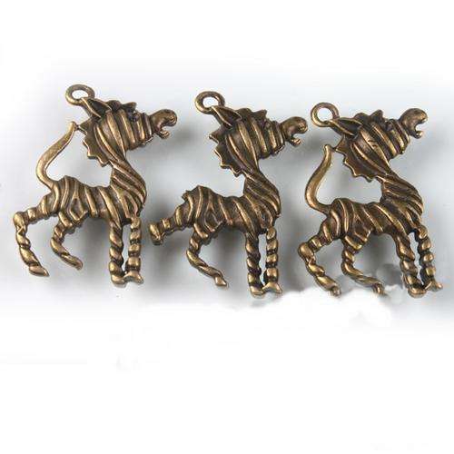 Bronze Zebra Charm-  39 x 25mm