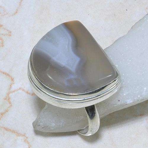 Handcrafted Agate Ring - Stamped 925 - Size 9