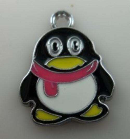 Silver plated Enamel Penguin Charms  - 19 x 25mm