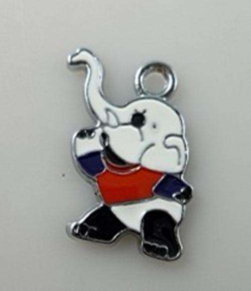 Silver plated Enamel Elephant Charms  - 22 x 13mm