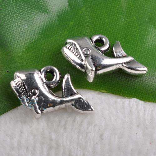 Tibetan Silver Whale Charms - 16 x 10mm