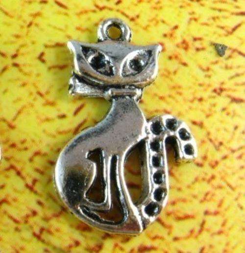 Tibet Silver Charms - Cat - 15 x 28mm