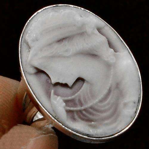 Cameo & Solid 925 Sterling Silver Ring -Size 8