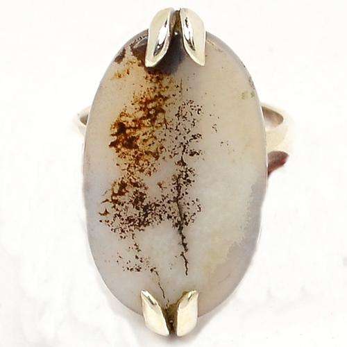 Russian Dendrite & Solid 925 Sterling Silver Ring -Size 5.5