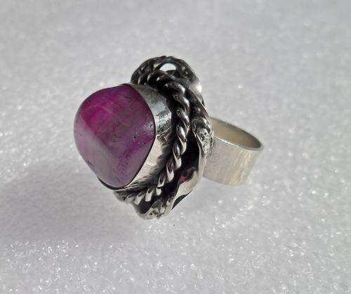 Handcrafted Pink Agate & Alpaca Silver Ring - Adjustable Size