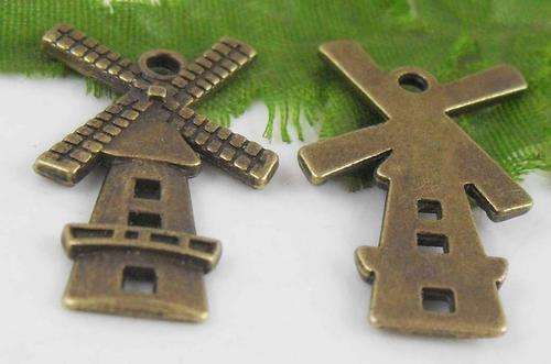 Bronze Windmill charms - 28 x 15 mm