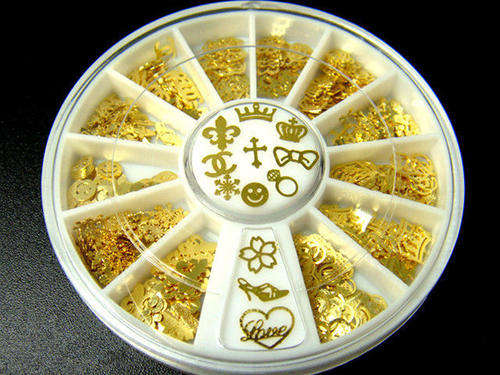 Nail Art - Mixed Design Gold Metal Decoration Wheel