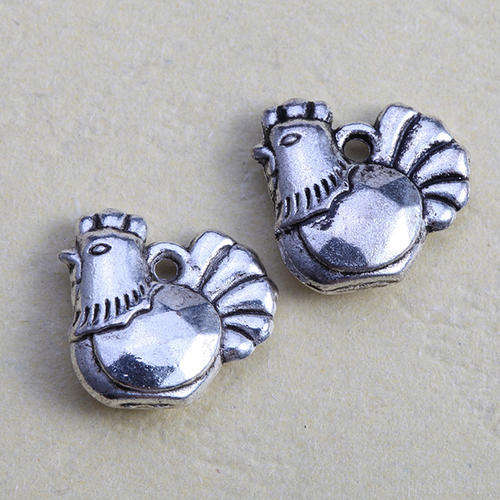 Tibet Silver Charm-  Chicken - 13 x 13 mm