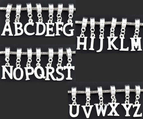 26 Mixed Letter "A-Z" Dangle Beads. Fits Pandora