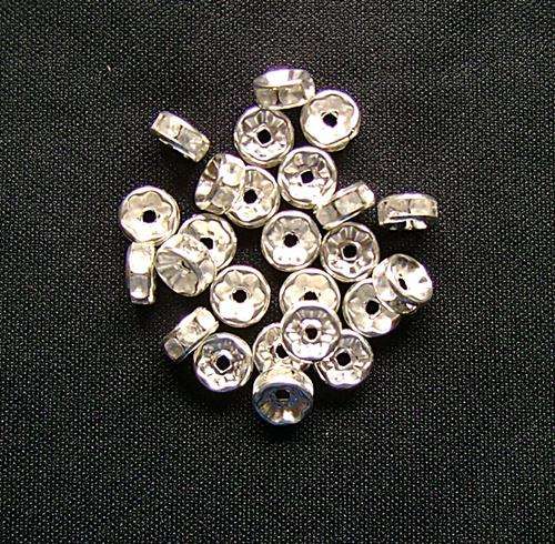 ##Lot of 50## Silver/clear AB Crystal Spacer Beads- Rondelle