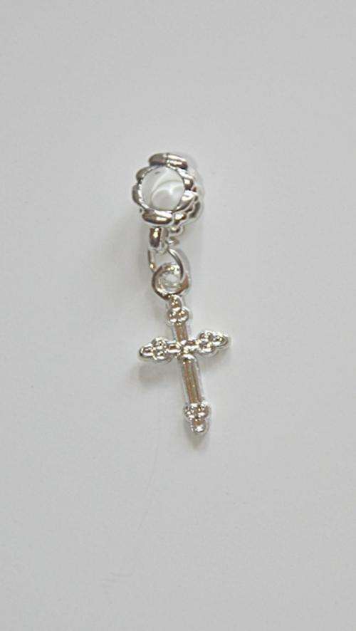 Silver Plated "Dangle" Charms  - Cross - Fits Pan & Euro Bracelets