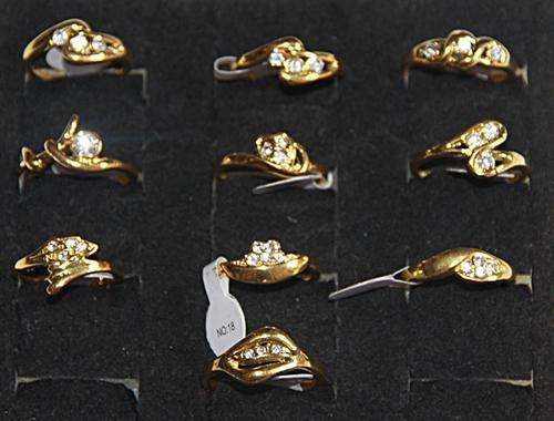 ***LOT of 10 **** Gold Plated Ladies Fashion rings