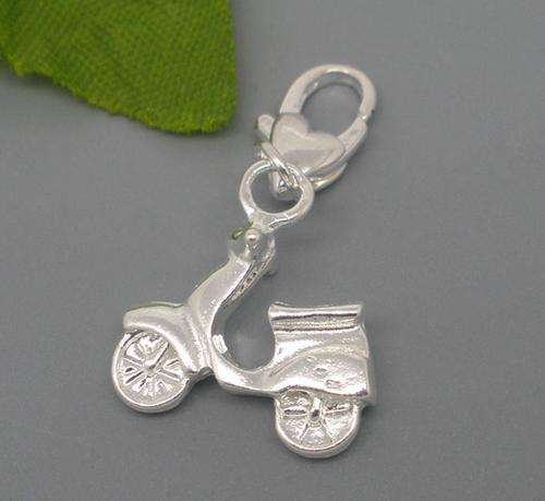 Silver Plated Clip-on Charm - Scooter