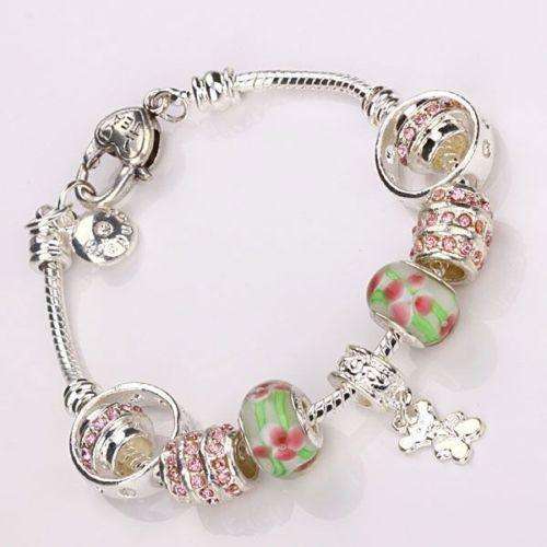 Pandora Bracelet with Pandora Glass beads 925 SS cores