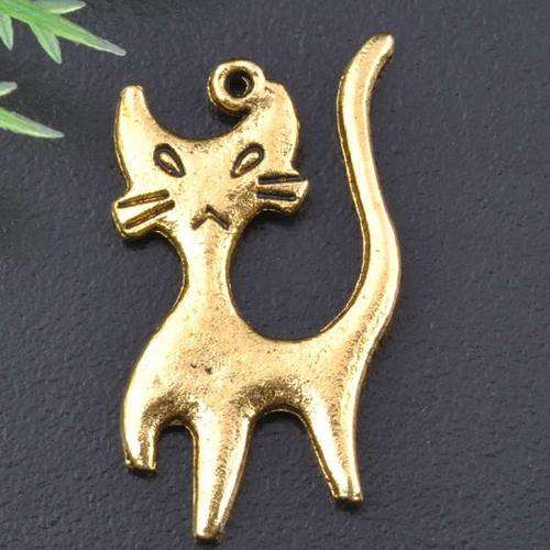 @@10 x Gold Plated Charms - CAT@@