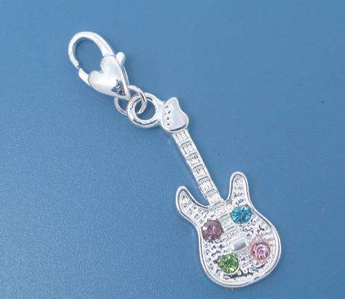 Rhinestone Clip-on Charm - Guitar