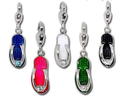 5 X Mixed Silver-tone Clip-on Charm - Slipper