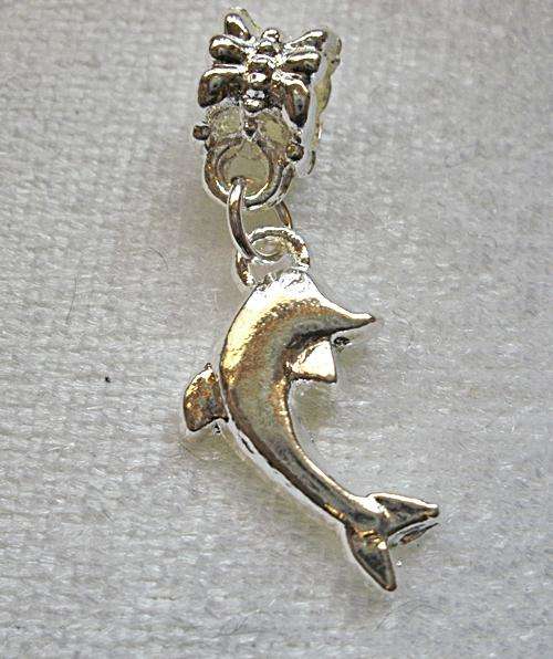 Silver Plated  "dangle" Charm - Dolphin - Fits Pan & Euro Bracelets