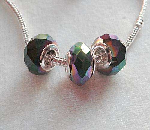 6 x Crystal Glass Faceted Beads - Fits Pan & Euro Bracelets