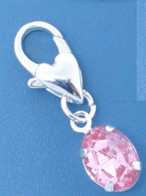 Rhinestone,Silver Plated Clip-on Charm
