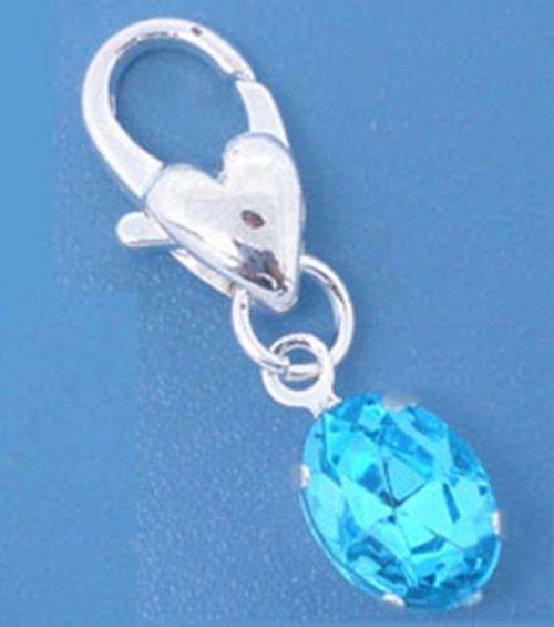 Rhinestone,Silver Plated Clip-on Charm