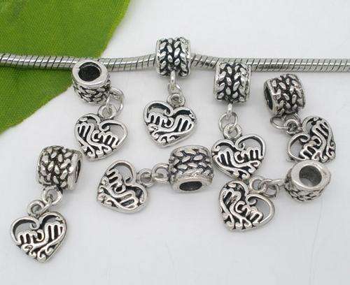 Tibet Silver "Dangle" Charm - MOM- Fits Pan & Euro Bracelets - Perfect for Mothers Day!!