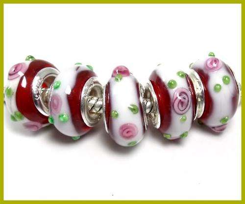 Handcrafted Murano Glass  Beads With 925 SS cores - Fits Pan & Euro Bracelets
