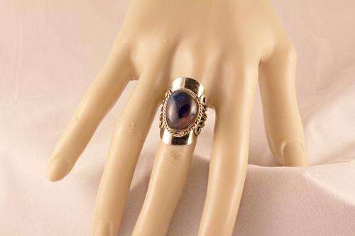 Handcrafted Agate & Alpaca Silver Fashion Ring - Adjustable size