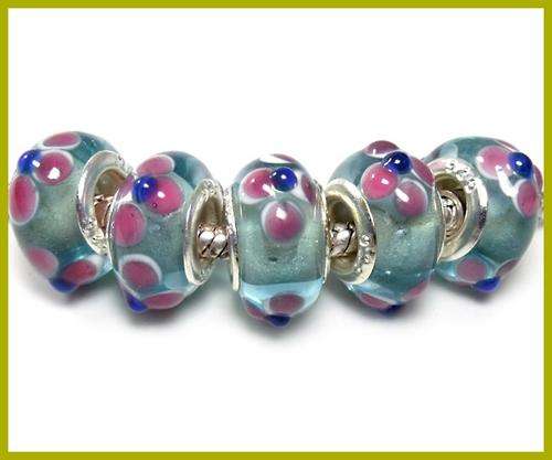 Handcrafted Murano Glass  Beads With 925 SS cores - Fits Pan & Euro Bracelets