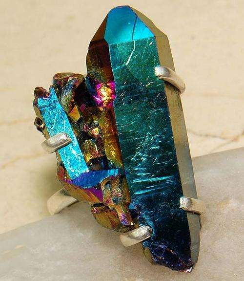 Awesome Sun Shine Druzy  & .925 Solid Sterling Silver Ring Size  (7.75) (P)