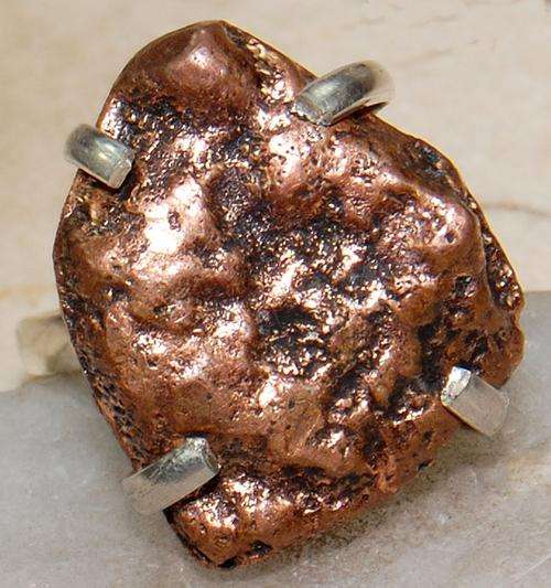 Rare Copper Nugget 925 Sterling Silver Ring   (7) (N1/2)