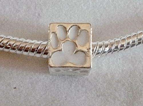 Solid .925 Sterling Silver Bead - Fit Pan & Euro Bracelets - Paw