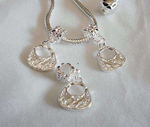 Silver Plated Handbag "Dangle" charm - Fits Pan & Euro Bracelet