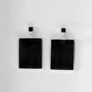 BEAUTIFUL .925 STERLING SILVER, BLACK ONYX, POST EARRINGS