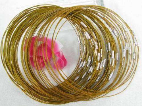 8 X GOLD STEEL WIRE NECKLACE CORD  WITH  CLASP