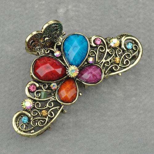 NEW!!  Crystal & CZ Copper Hairclip - Vintage style