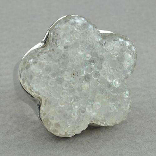 Beautiful 18ct WGP , Bubble Resin Cocktail Ring - Size 10 (T1/2)