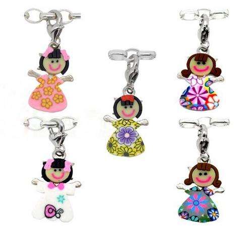 Mixed colours Clay Girls Clip-on Charms