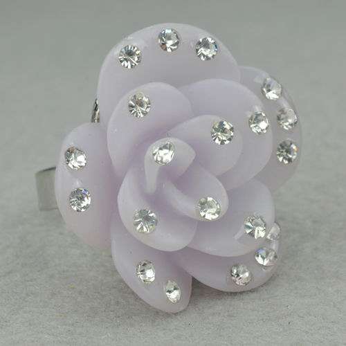 Unique Lucite & Diamante Cocktail Ring - Adjustable Size