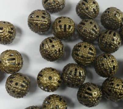 150pcs Bronze Plated Hollow Metal Beads- 6 mm