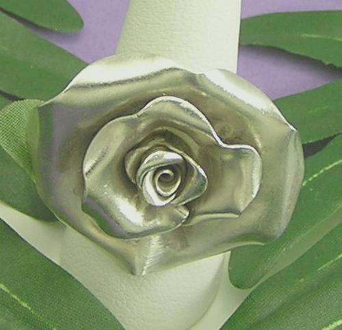 Uniquely Handcrafted Karen Hill Solid 999 Pure Silver Rose Ring - Adj Size