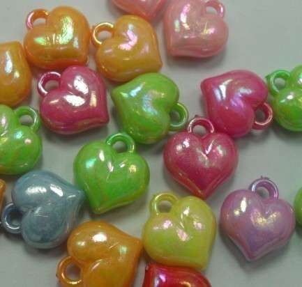 35pcs Multi-Coloured Accrylic Heart Beads- 15 x 16 mm