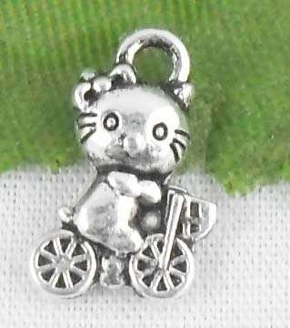 Tibet Silver Charms - Kitty 7.5 x 12mm