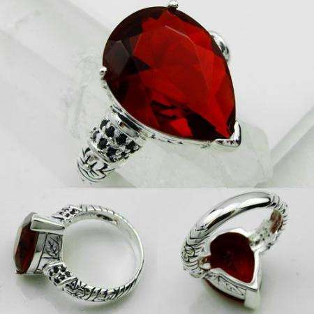 Cr. Red Kunzite & 925 Stamped Silver  Ring -   Size 7