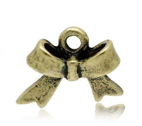 Bronze Pl Bow charms - 15 x 12mm