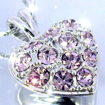 Beautiful Pink Crystal Heart Pendant (15 x 19mm) and Necklace - 18ct WGP