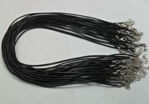 Real Black Leather Necklace/Pendant Cords - 46cm