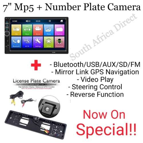 7" Mp5 With Mirror Link GPS Navigation + Reverse Number Plate Camera
