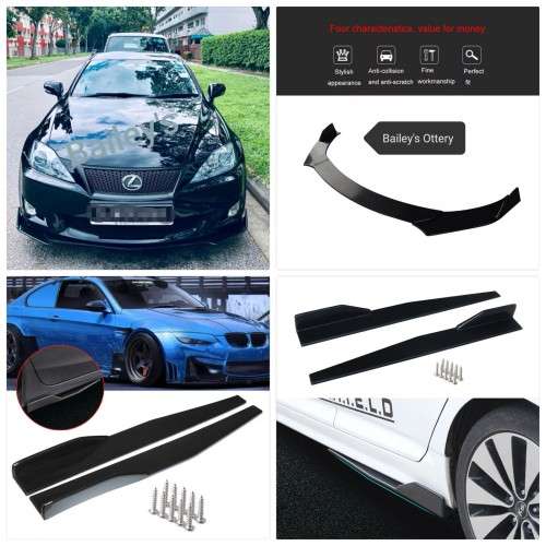 Combo Deal: Front Lip + Side Skirts ( Universal, Gloss Black)
