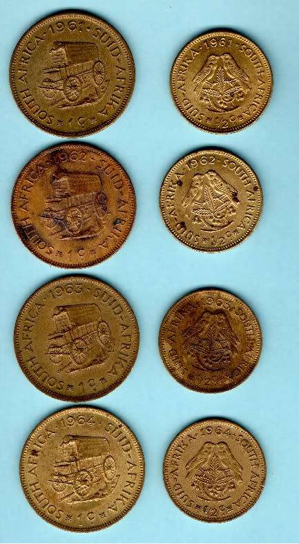 Complete set of first decimal series brass coins